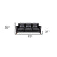 82" Black Leather Sofa With Brown Legs