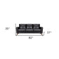 82" Black Leather Sofa With Brown Legs