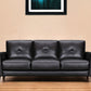 82" Black Leather Sofa With Brown Legs