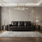 82" Black Leather Sofa With Brown Legs