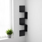 52" Black Wood Wall Mounted Corner Shelf