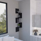 52" Black Wood Wall Mounted Corner Shelf