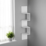 52" White Wood Wall Mounted Corner Shelf