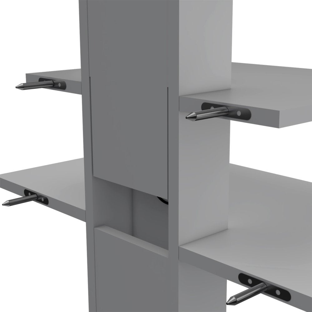 24" White Wood Wall Mounted Tiered Shelf