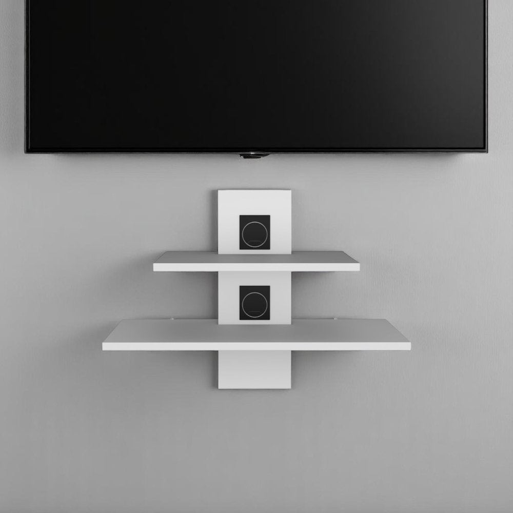 24" White Wood Wall Mounted Tiered Shelf