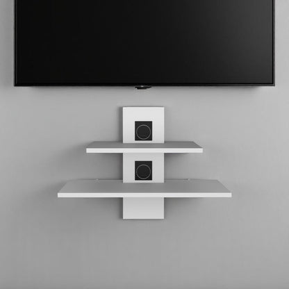 24" White Wood Wall Mounted Tiered Shelf