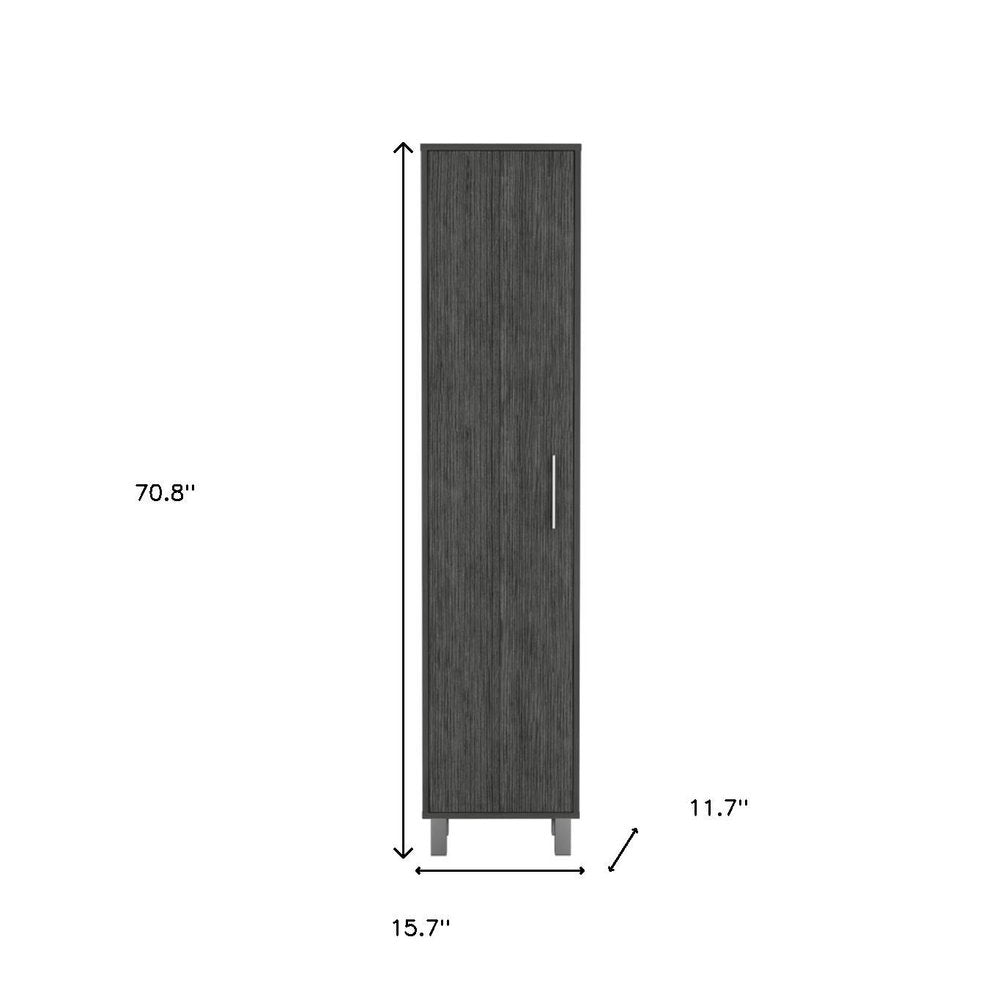 71" Gray Wood Pantry Or Storage Closet