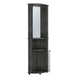 75" Charcoal Wood Ribbed Texture Corner Bar Cabinet With Two Doors