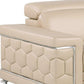 47" Beige and Silver Genuine Leather Club Chair