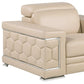 47" Beige and Silver Genuine Leather Club Chair