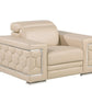 47" Beige and Silver Genuine Leather Club Chair