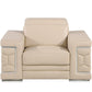 47" Beige and Silver Genuine Leather Club Chair