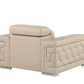 47" Beige and Silver Genuine Leather Club Chair