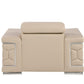 47" Beige and Silver Genuine Leather Club Chair