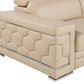 47" Beige and Silver Genuine Leather Club Chair