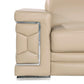47" Beige and Silver Genuine Leather Club Chair