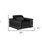 47" Black And Silver Genuine Leather Club Chair