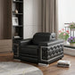 47" Black And Silver Genuine Leather Club Chair