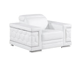 47" White And Silver Genuine Leather Club Chair