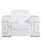 47" White And Silver Genuine Leather Club Chair