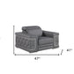 47" Granite Gray And Silver Genuine Leather Club Chair