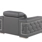 47" Granite Gray And Silver Genuine Leather Club Chair