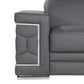 47" Granite Gray And Silver Genuine Leather Club Chair