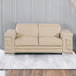 71" Beige And Silver Genuine Leather Loveseat