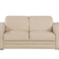 71" Beige And Silver Genuine Leather Loveseat