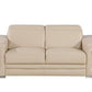 71" Beige And Silver Genuine Leather Loveseat