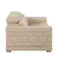 71" Beige And Silver Genuine Leather Loveseat
