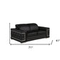 71" Black And Silver Genuine Leather Loveseat