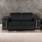71" Black And Silver Genuine Leather Loveseat