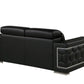 71" Black And Silver Genuine Leather Loveseat
