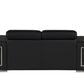 71" Black And Silver Genuine Leather Loveseat