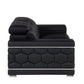 71" Black And Silver Genuine Leather Loveseat
