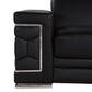 71" Black And Silver Genuine Leather Loveseat