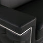 71" Black And Silver Genuine Leather Loveseat