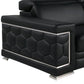 71" Black And Silver Genuine Leather Loveseat