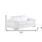 71" White And Silver Genuine Leather Love Seat
