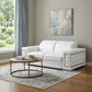 71" White And Silver Genuine Leather Love Seat