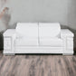 71" White And Silver Genuine Leather Love Seat