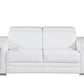 71" White And Silver Genuine Leather Love Seat