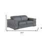 71" Gray And Silver Genuine Leather Loveseat