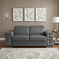 71" Gray And Silver Genuine Leather Loveseat