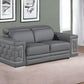 71" Gray And Silver Genuine Leather Loveseat