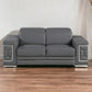 71" Gray And Silver Genuine Leather Loveseat