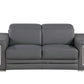 71" Gray And Silver Genuine Leather Loveseat