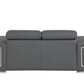 71" Gray And Silver Genuine Leather Loveseat