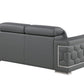 71" Gray And Silver Genuine Leather Loveseat